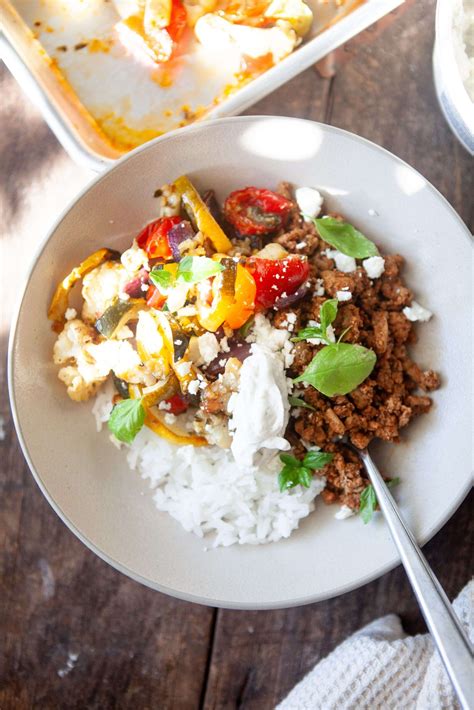 Roasted Veggie and Ground Turkey Bowl | Recipe in 2025 | Veggie rice ...