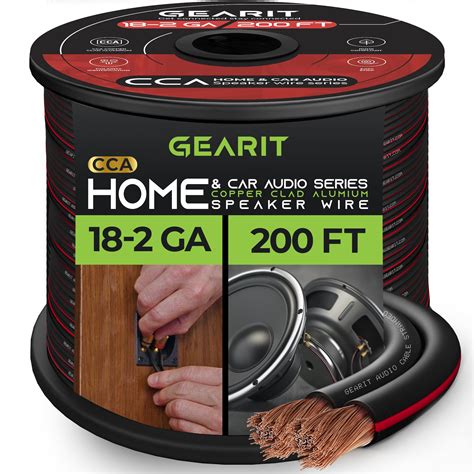 GearIT 18AWG Speaker Wire, Pro Series 18 Gauge Speaker Wire Cable (200 ...