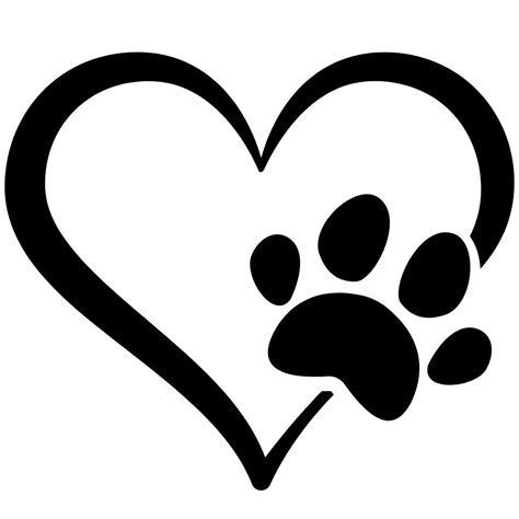 Black Paw Print Heart