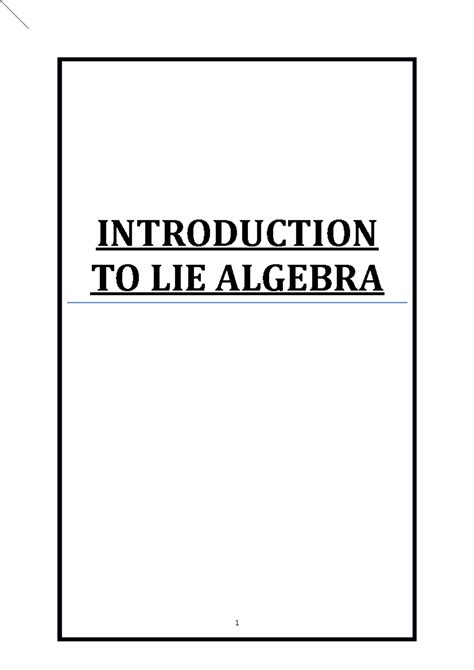 LIE lie Algebra - Lecture notes - INTRODUCTION TO LIE ALGEBRA LIE ...