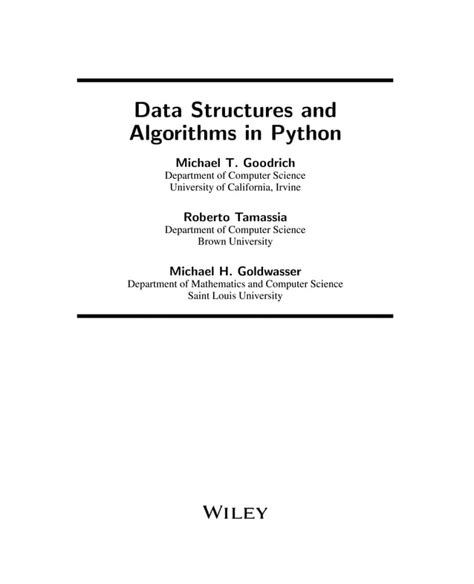 Image result for Data Structures and Algorithms in Python PDF