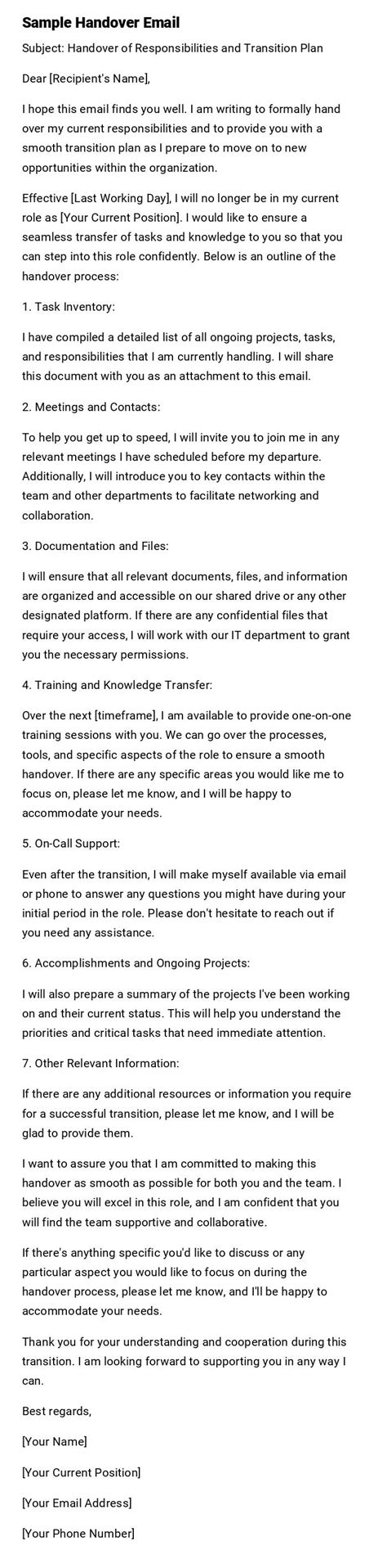 Image result for Project Handover Email Sample