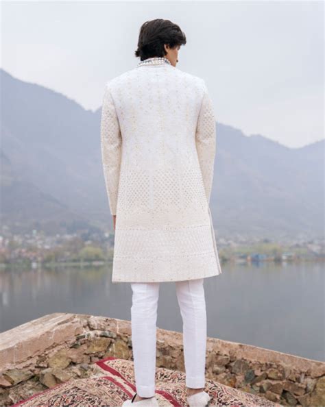 Shop for latest sherwani designs- Everett Ivory Sherwani Set