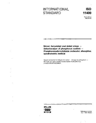 ISO 11400:1992, Nickel, ferronickel and nickel alloys - Determination ...