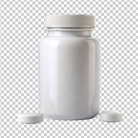 Premium PSD | White pill bottle hyperrealistic transparent background