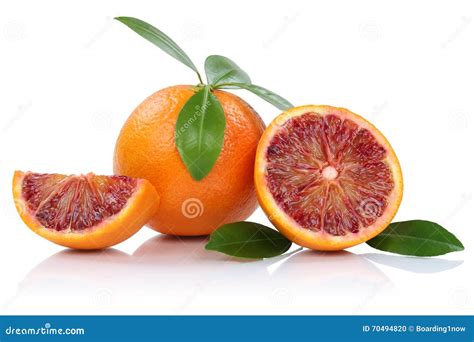 Blood Orange Fruit Oranges Slice Slices with Leaves Isolated on Stock ...