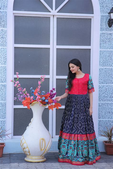 Classy Foil Print Work Navy Blue Color Gown - Clothsvilla