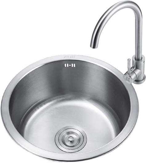Kitchen Sink, 304 Stainless Steel Single Bowl Sink, Round Small Bar ...