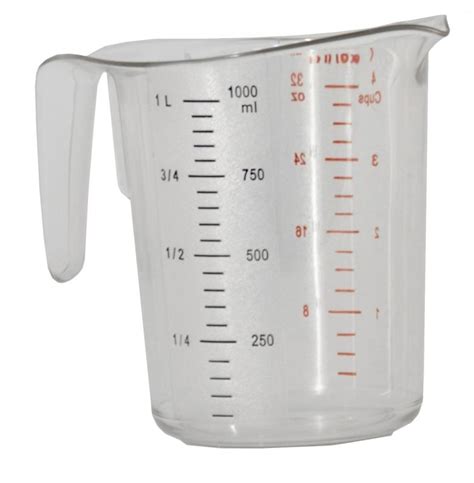 1 QT / 1000 ml Clear Polycarbonate Measuring Cup – Omcan