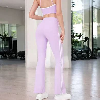 Women's High Waist Flare Legging Pants with Side Stripes
