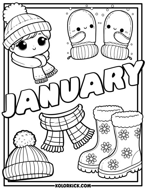 Cute January Coloring Pages - (100% Free Printable PDFs)