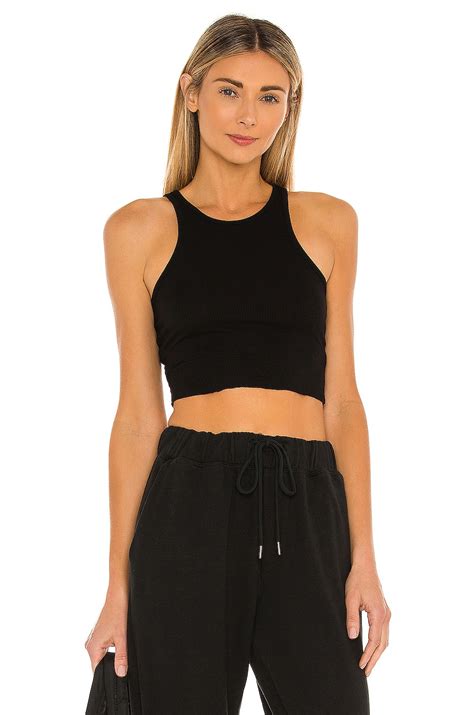 Free People High Neck Ribbed Crop Top in Black | REVOLVE