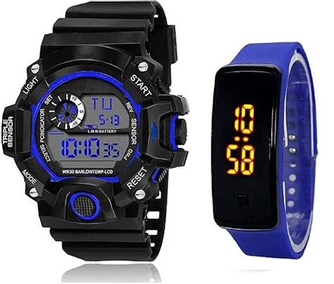 Buy SELLORIA Digital Black Dial Silicone led Boys Kids Watch Combo Pack ...