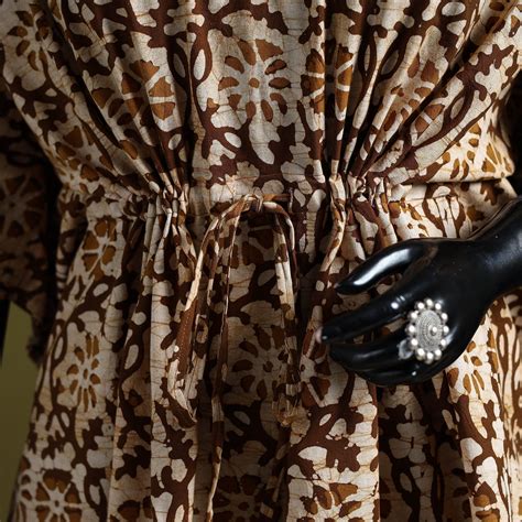 Brown Hand Block Batik Print Cotton Short Kaftan