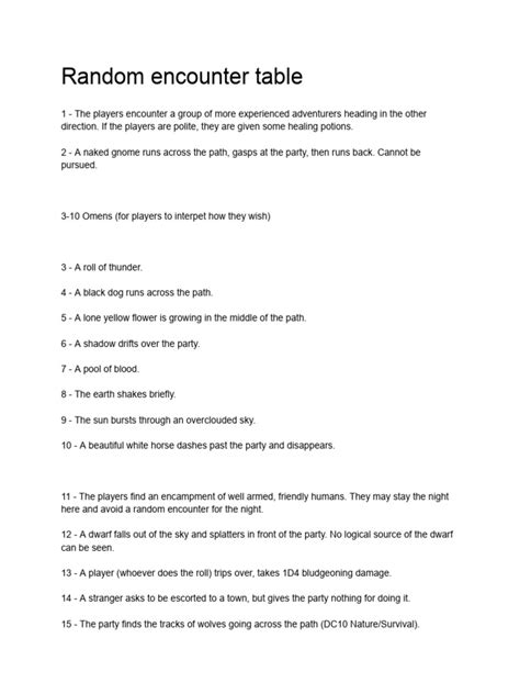 Random encounter table | PDF