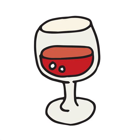 vector illustration in doodle style, cartoon. glass of wine. simple ...