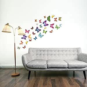 Buy Jaamso Royals Multicolor 3D Butterflies PVC Vinyl Self Adhesive ...