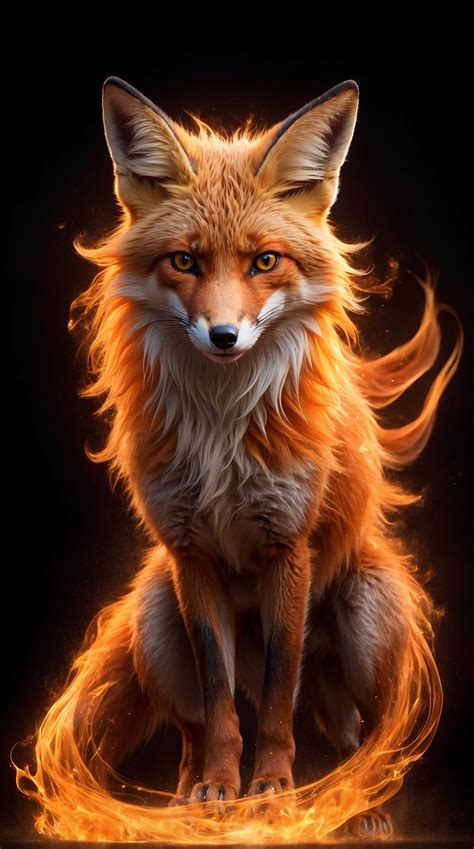 Fire Fox - A Dynamic Image of a Fox Composed of Flames