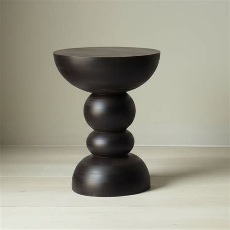 Wooden Accent Table – Stacked Sphere Pedestal Reclaimed Wood