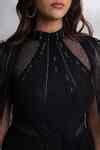 Buy Black Net, Lycra Sequins, Stones Cutdana Embellished Cape With Cut ...