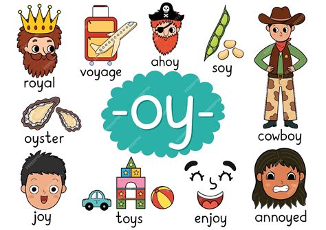 Oy digraph spelling rule educational poster for kids with words ...