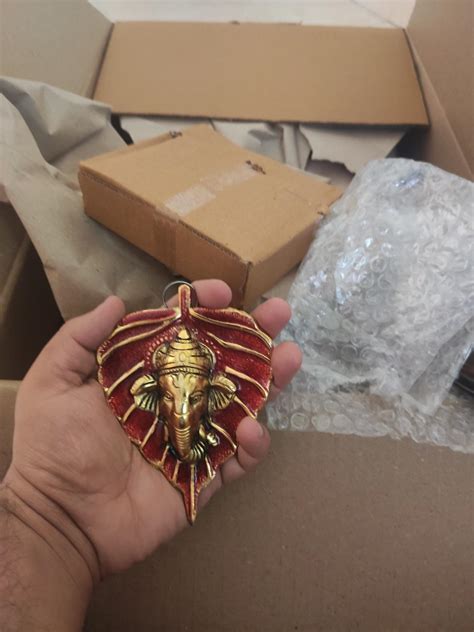 Handicrafts Paradise Metal Wall Hanging Leaf Shaped with Ganesha motiff ...