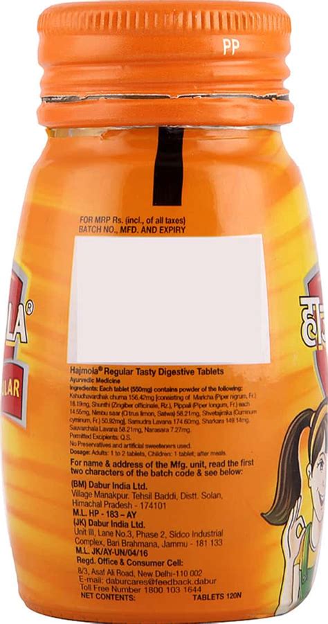 Buy DABUR HAJMOLA TABLETS REGULAR 120 TABLETS Online & Get Upto 60% OFF ...