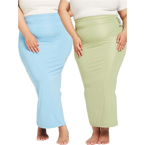 Buy Secrets By ZeroKaata Green and Blue Solid Saree Shapewear (Pack of ...