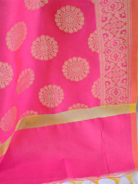 Banarasee Handwoven Brocade Salwar Kameez Fabric With Chanderi Cotton