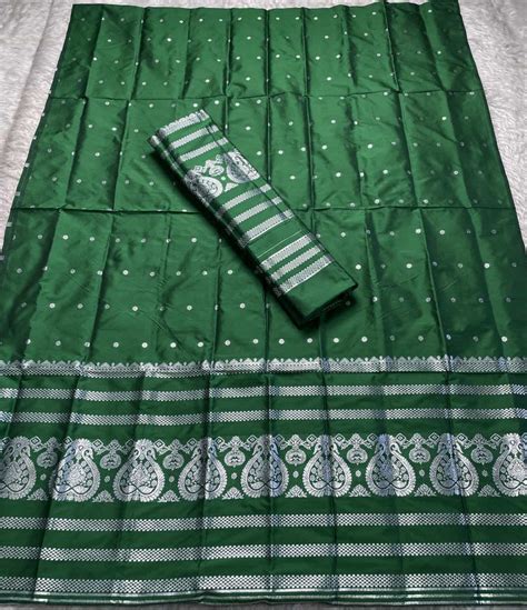 SKiran's Mix Poly Mekhla Chadar - Silver Jari Mekhala Sador - Mix Pat ...