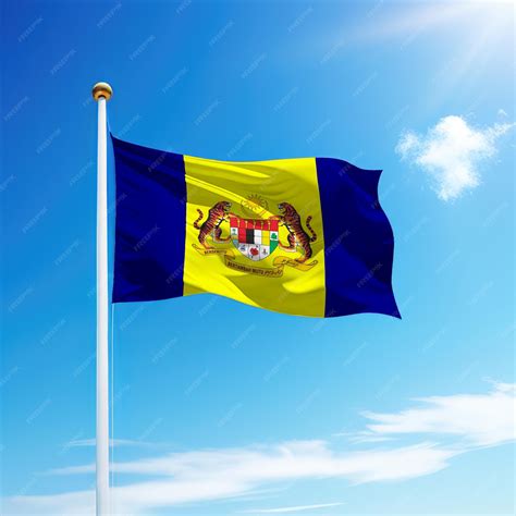Premium Photo | Waving flag of Putrajaya is a state of Malaysia on flagpole