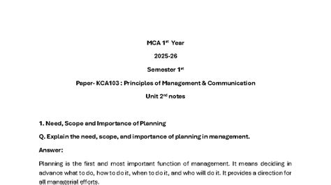 MCA 1st Year KCA103: Principles of Management Communication Unit 2 ...