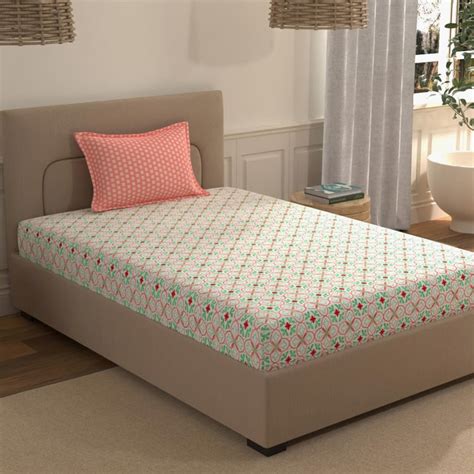 Buy PORTICO Morning Glory Cotton 104TC Geometric 2Pcs Single Bedsheet ...