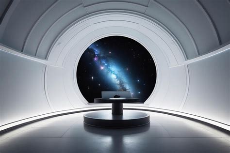 Artistic projections in a planetarium mockup with blank white empty ...