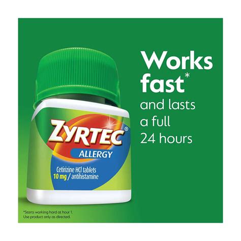 Buy Zyrtec 24 Hour Cetirizine HCl Allergy Relief Tablets, 5 x 1 ct ...