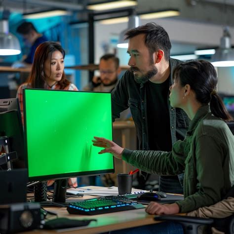 Man Looking at Computer Greenscreen 的图像结果