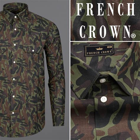 Finch Green with Millbrook Brown Casual Prints Premium Cotton Shackets ...