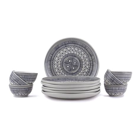 Shay Ceramic Dinner Set, 12 Pcs, Handpainted | Crockery Set for Dining ...