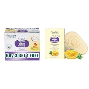 Himalaya Gentle Baby Soap (75g X 4) & Baby Bar with Pure Cow Ghee (75g ...
