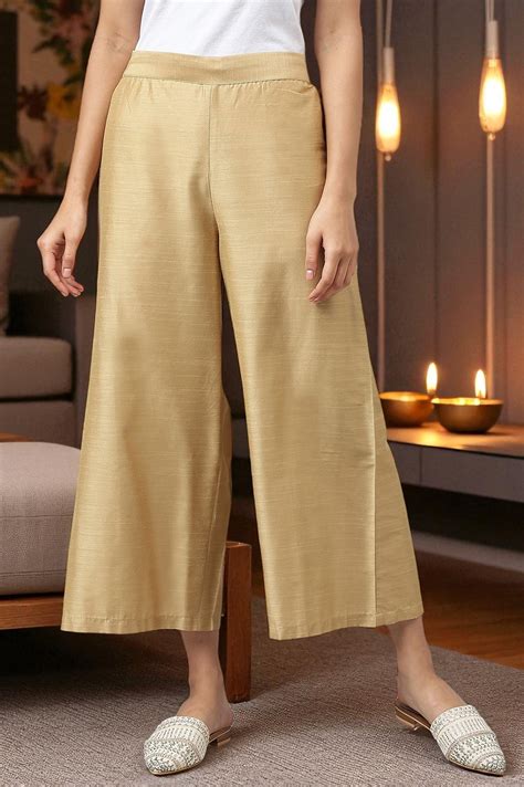 Buy Gold Parallel Pants @ 1699 | W for woman – wforwoman