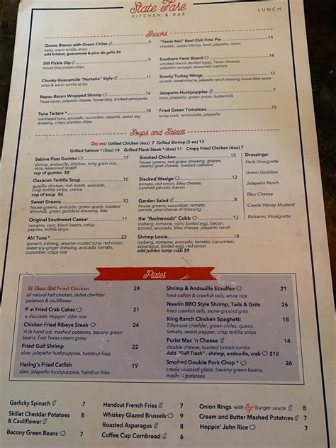 Carta de State Fare Kitchen & Bar, Houston