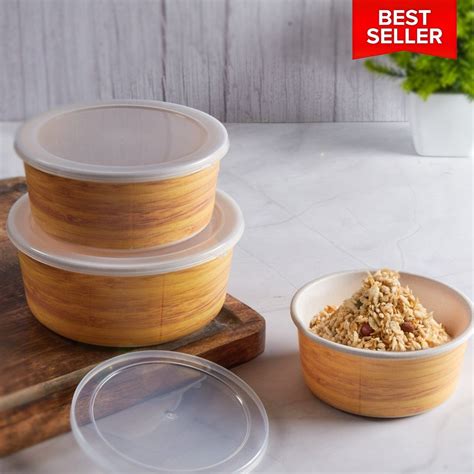 Eco-friendly Bamboo Fibre Container | 3pcs Set | 1200ml + 850ml + 500m