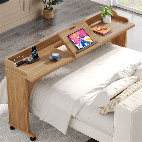 Tribesigns 70.8" Over Bed Table with Wheels - Large Desk for Home ...