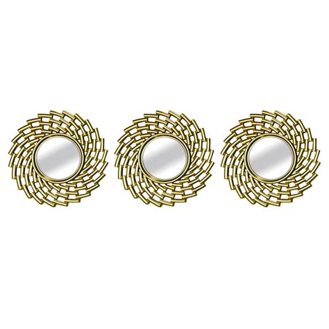 3-Piece Mirror Set Modern Swirl Wall Art, 10"