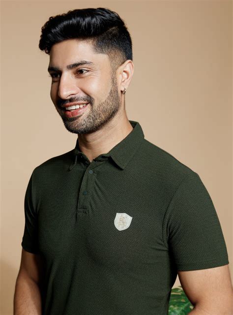 Mount Jack Men's Cotton Stretch Solid Forest Green Polo T-Shirt (Regul ...