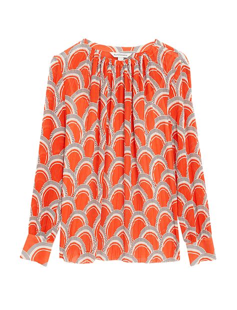 Buy Printed Plisse Gathered Neck Blouse at Marks & Spencer