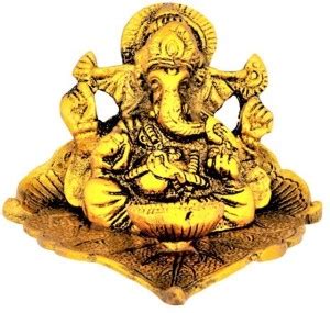 AnviCraft METAL PATTA GANESH DIYA Gold Plated, Aluminium Table Diya ...