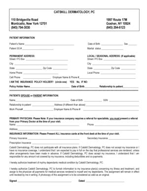Patient Information Form - Catskill Dermatology - Fill and Sign ...