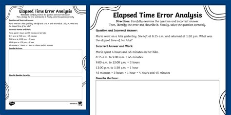 Third Grade Elapsed Time Error Analysis Activity