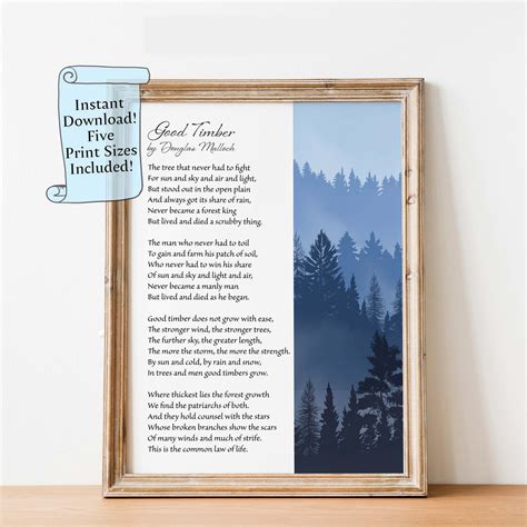 Good Timber Poem Print: Douglas Malloch Motivational Wall Art (digital ...